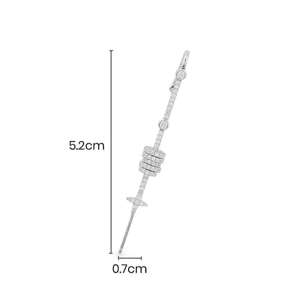 APM Monaco Boucle D'Oreille Individuelle Barre - Argent