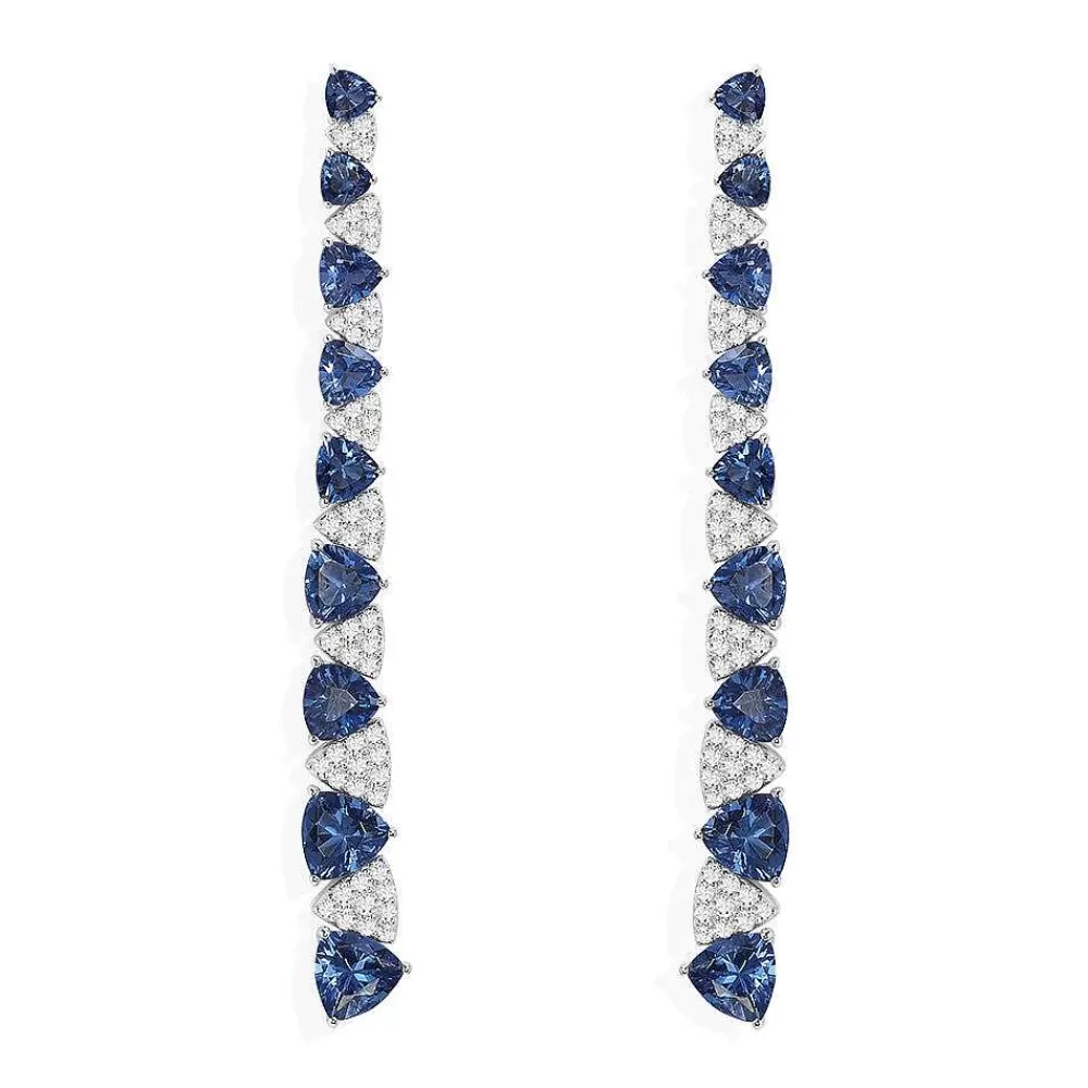 APM Monaco Boucles D'Oreilles Longues Triangle Bleu Et Blanc