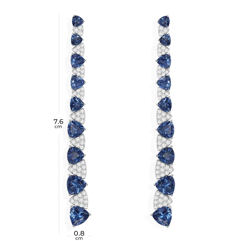 APM Monaco Boucles D'Oreilles Longues Triangle Bleu Et Blanc