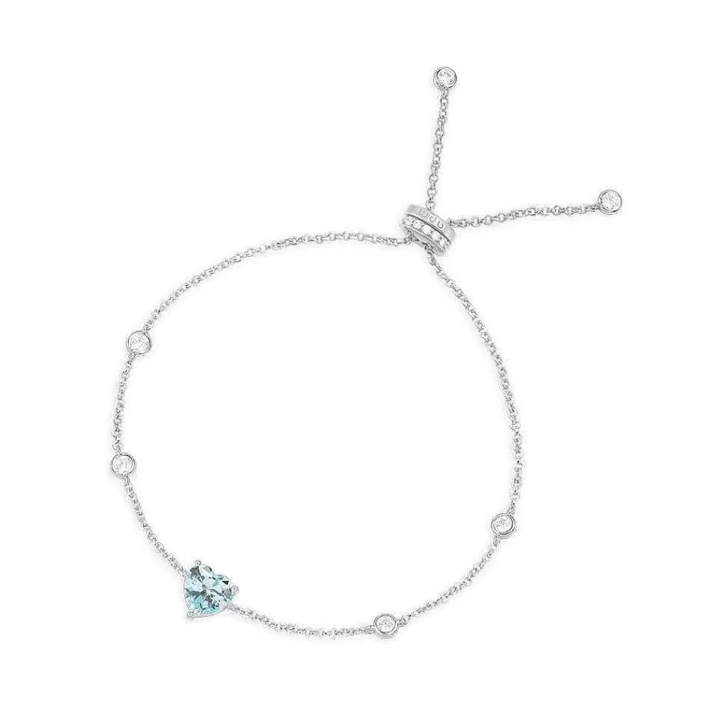 APM Monaco Bracelet Ajustable Coeur Bleu - Argent