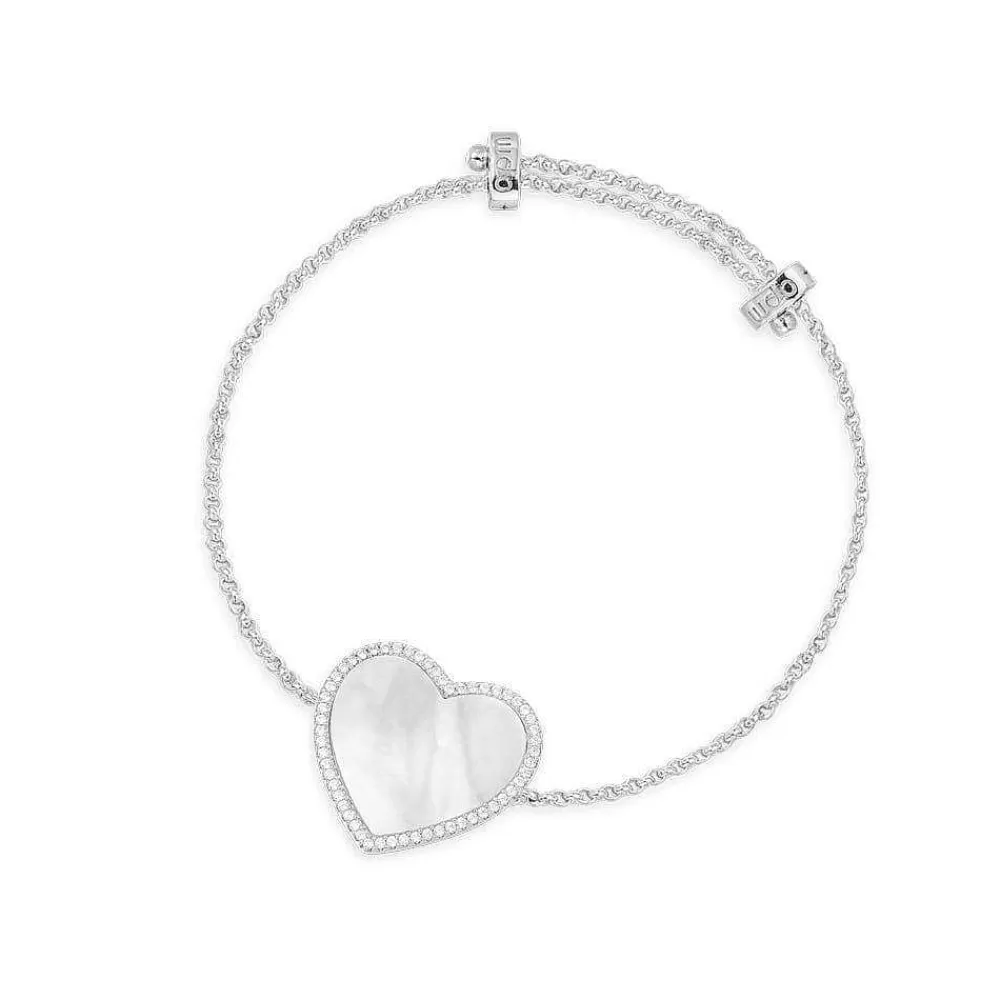 APM Monaco Bracelet Ajustable Coeur En Nacre - Argent