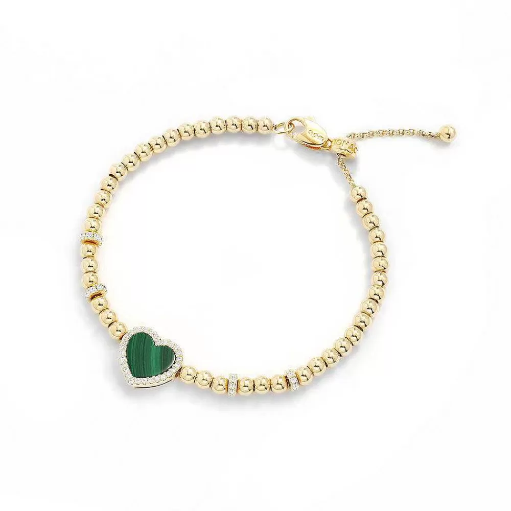 APM Monaco Bracelet Ajustable Coeur Malachite