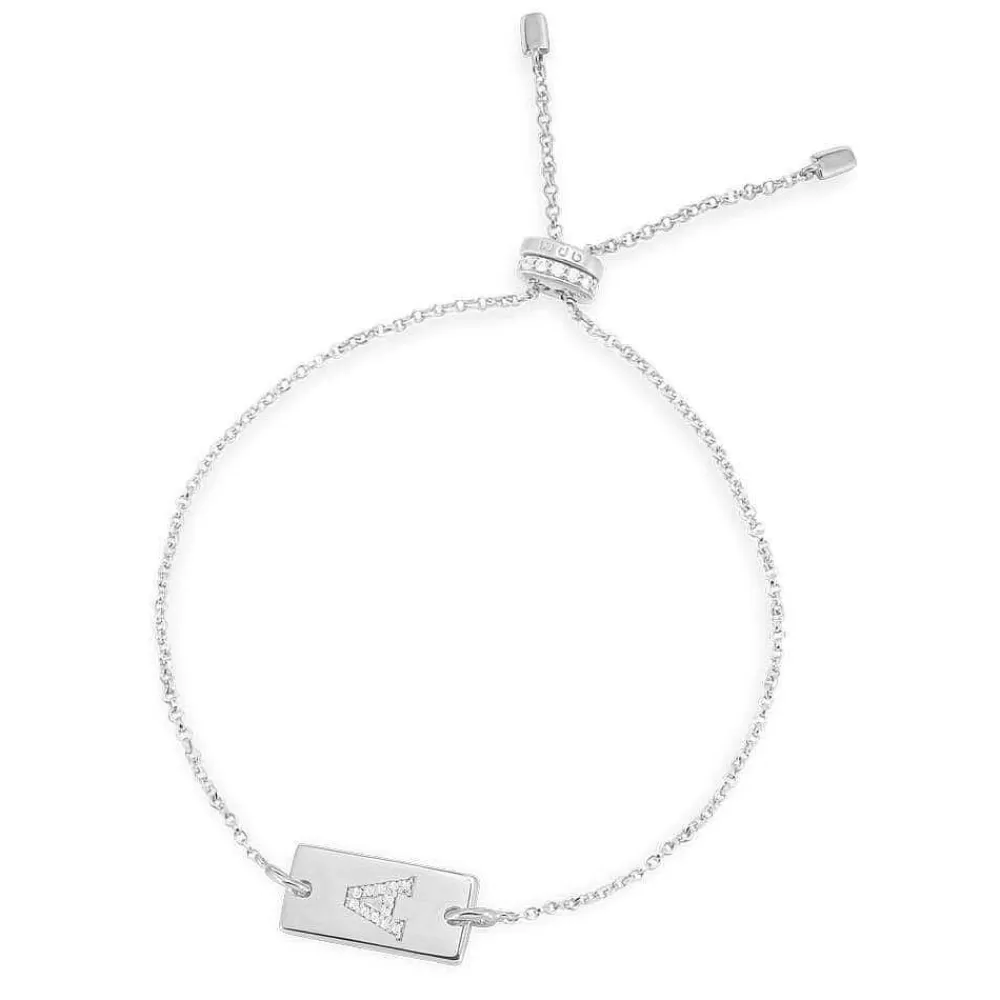 APM Monaco Bracelet Ajustable Plaque Alphabet-A - Argent