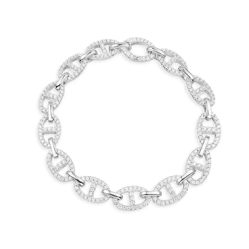 APM Monaco Bracelet Chaine Maille Marine - Argent