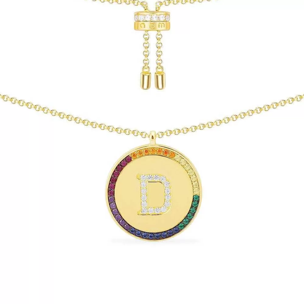 APM Monaco Collier Ajustable Alphabet-A Arc-En-Ciel - Argent Jaune