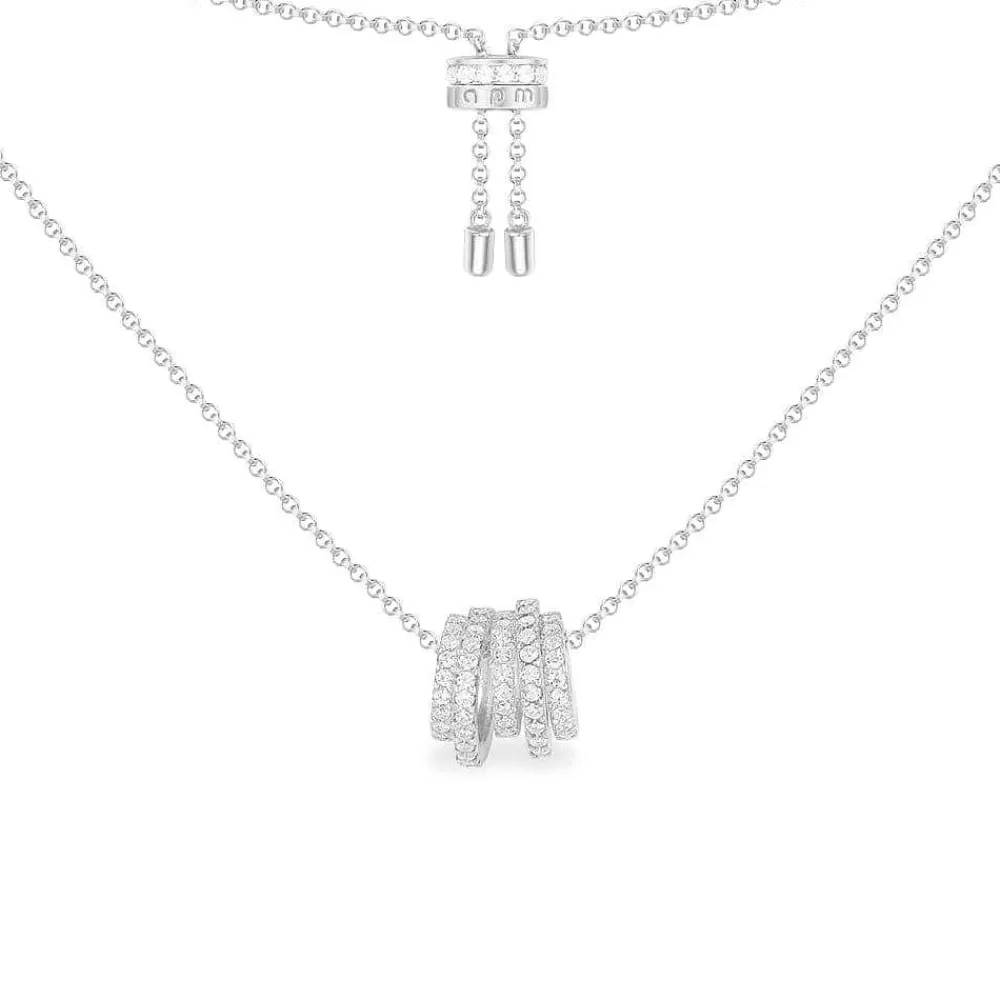 APM Monaco Collier Ajustable Anneaux Blancs - Argent