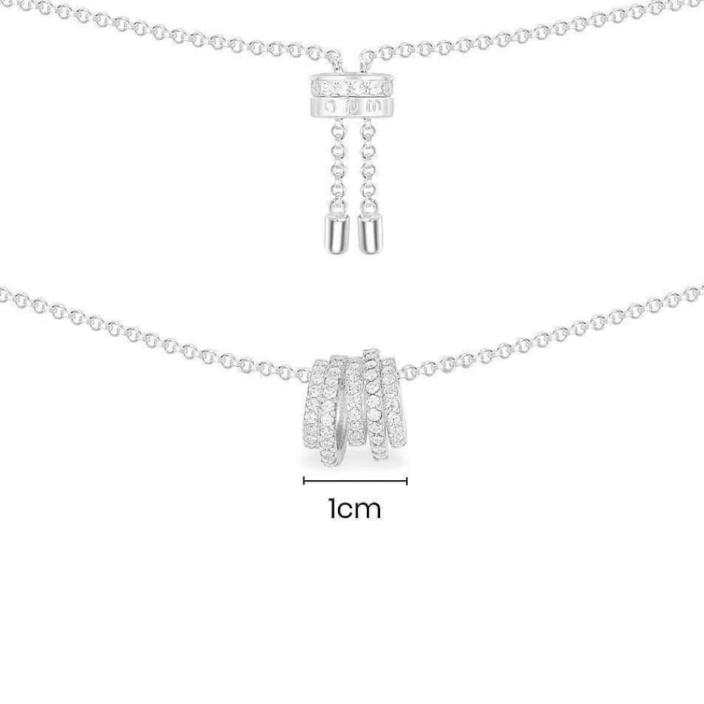 APM Monaco Collier Ajustable Anneaux Blancs - Argent