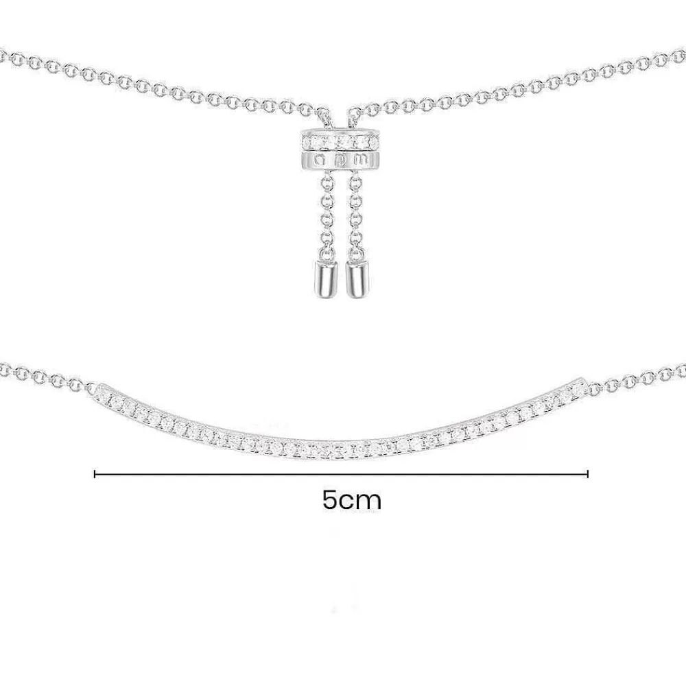 APM Monaco Collier Ajustable Arc Serti - Argent