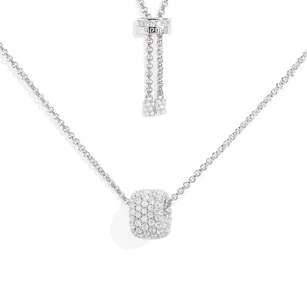 APM Monaco Collier Ajustable Avec Anneau Pave