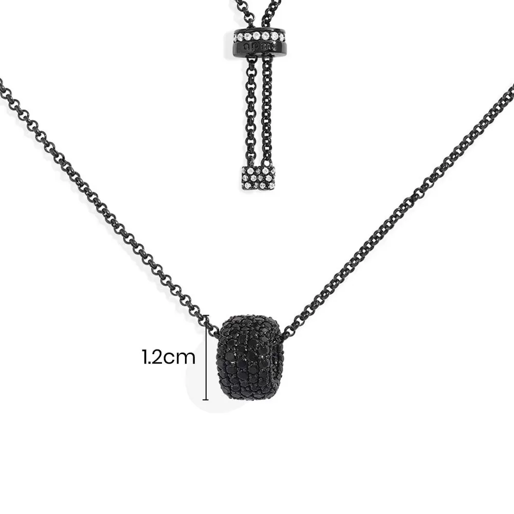 APM Monaco Collier Ajustable Avec Anneau Pave Noir