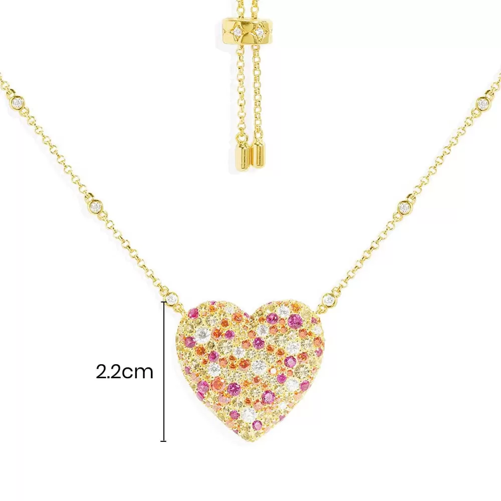 APM Monaco Collier Ajustable Coeur Multicolore